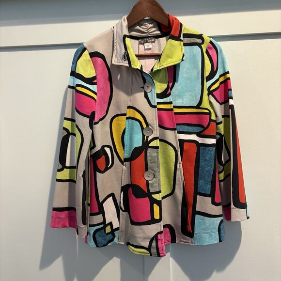Simply Art by Dolcezza Blazer XS Jacket Vibrant Colorblock Art To Wear Mondrian - Picture 3 of 12